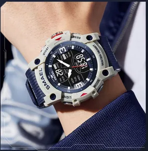 Macro detail of SMAEL multifunctional sport watch featuring 50m water resistance