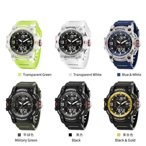 SMAEL multifunctional dual display sports watch with 50m water resistance and large dial