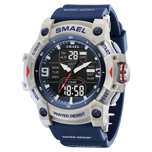 SMAEL Men's Sport Watch Dual Display 50M Waterproof Blue Quartz Digital Wristwatch