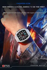 Stilvolle OFNS Chronograph Quarzuhr mit weißem Silikonarmband und Datumsanzeige