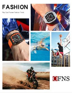 Stilvolle wasserdichte OFNS Herren-Quarzuhr mit Silikonarmband und Multi-Zifferblatt für Sport