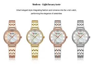 Elegante juego de relojes de cuarzo CURREN para mujer en cuatro colores con nácar