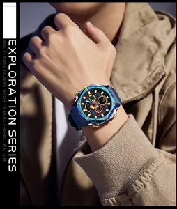 Detailed close-up of SMAEL multi-functional sports electronic watch on a male wrist