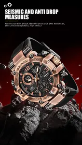 Macro shot of SMAEL waterproof sports watch featuring a rugged dual-display watch face.