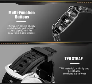 Close-up of SMAEL sports watch featuring durable TPU strap and multi-function buttons