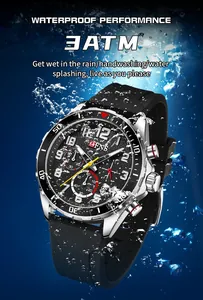 Nahaufnahme der wasserdichten Herren-Quarzuhr von OFNS mit schwarzem Silikonarmband