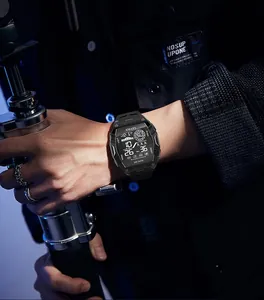 Close-up of SMAEL digital sports watch with LED backlight and waterproof design on wrist