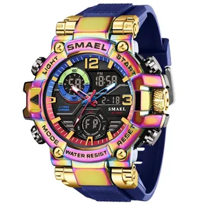 SMAEL Men's Sport Watch Dual Display Analog Digital 50M Waterproof Luminous Alarm Stopwatch TPU Strap Alloy Case Wristwatch