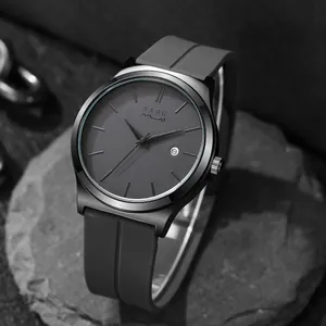 SABR Herren Business Quarzuhr Arabische Ziffern Datumsanzeige Zinklegierung Gehäuse Silikon Edelstahl Armband Armbanduhr