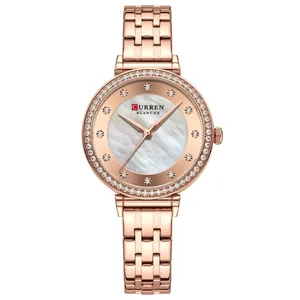 Reloj CURREN 9087 para mujer en oro rosa con esfera de cristal y movimiento de cuarzo