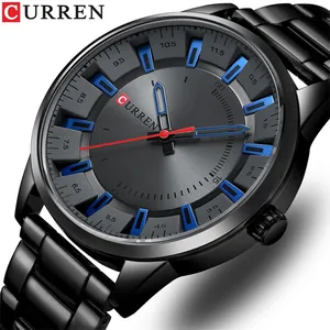 CURREN 8406 Montre à Quartz Casual Business pour Homme Bracelet en Acier Inoxydable Étanche Grand Cadran 3D Montre-Bracelet pour Homme