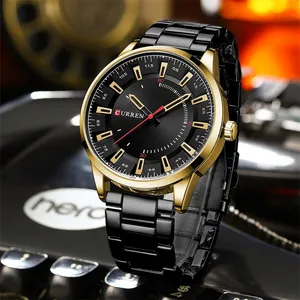 Montre décontractée CURREN 8406 pour homme avec bracelet acier noir et or