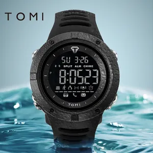 Wasserdichte TOMI Sportuhr für Herren mit schwarzem Silikonarmband und LED-Digitalanzeige