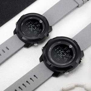 Stylish TOMI waterproof sports digital watch with grey textured silicone strap for students