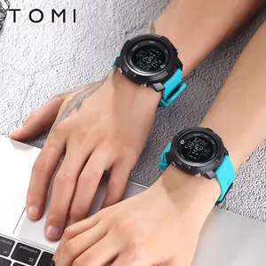 TOMI waterproof digital sports watch with turquoise silicone strap for men and women