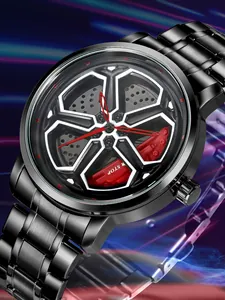 Primo piano dettagliato di un orologio sportivo da uomo con quadrante rotante a cerchione.