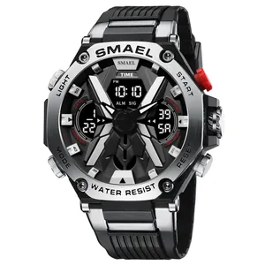 SMAEL men's sports watch with dual digital analog display and waterproof casing