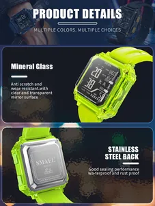 Détail de la montre SMAEL avec verre minéral et fond de boîtier en acier inoxydable
