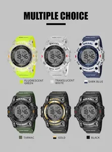 SMAEL digital sports watch collection available in six stylish colors for outdoor use