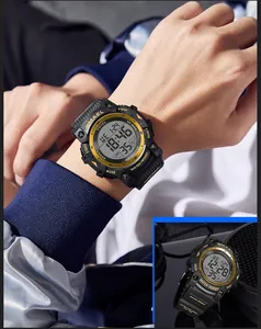 Close-up detail of SMAEL digital sports watch featuring robust waterproof design