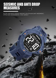 Detailed view of SMAEL men's sport digital watch with rugged shock-resistant design.