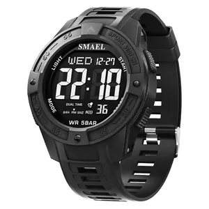 SMAEL Men Sport Digital Watch LED Backlight Waterproof Dual Time Alarm Chronograph Outdoor Plastic Watch