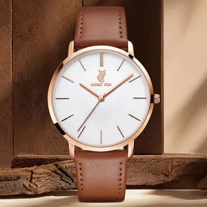 LUCKY FOX Luxus Mode Quarzuhr Für Damen Herren Kunstlederband Fuchs Zifferblatt Casual Business Armbanduhr Minimalist Paar Geschenk