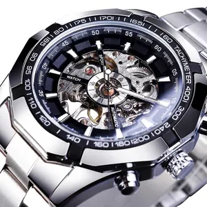 Forsining Herren Mechanische Uhr Skelett Zifferblatt Edelstahl Armband Wasserdicht Leuchtende Sport Luxus Armbanduhr