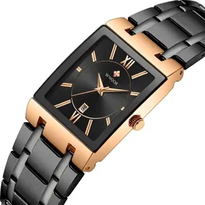 WWOOR 8858 Herren Quadratische Quarzuhr Luxus Edelstahlarmband Wasserdichte Business Armbanduhr Mit Kalender Römischen Ziffern