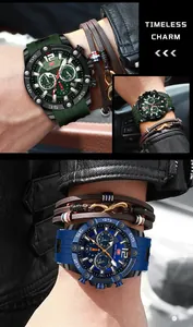 Detailansicht der MINI FOCUS Sportuhren in Grün und Blau mit robusten Silikonarmbändern