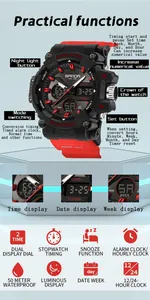 Diagramma funzionale dell'orologio sportivo da uomo SAMDA con funzioni digitali