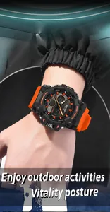 Orologio sportivo SAMDA da uomo, impermeabile, con cinturino arancione