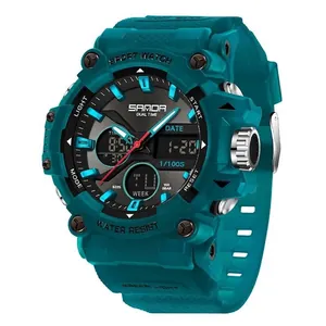 Orologio sportivo multifunzionale a doppio orario color alzavola con cronografo impermeabile