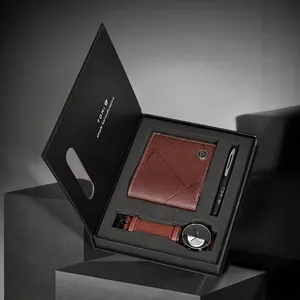 TOMI Men Business Gift Set Quartz Watch Genuine Leather Wallet Signature Pen Luxury Men Accessories Set for Gift Box
