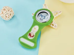 Green digital silicone nurse fob watch with cute cartoon nurse character design