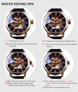 Guide d'instruction pour régler et remonter une montre mécanique squelette rétro