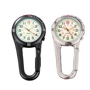 Draagbare horloges met karabijnhaak voor buitensporten in de kleuren zwart en zilver