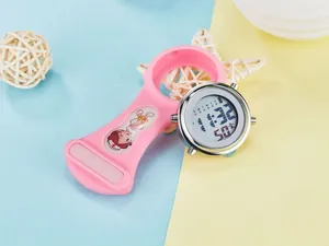 Digital pink silicone nurse fob watch with clip-on design for medical professionals