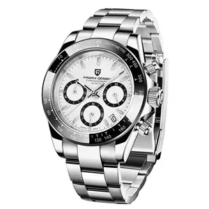 PAGANI DESIGN 1644 men's chronograph watch with stainless steel band and white dial.
