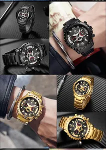 Gedetailleerde weergave van WWOOR multifunctionele chronograaf heren kwartshorloges