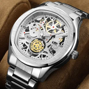 Mode Heren Zakelijk Skelet Quartz Horloge Roestvrijstalen Band Lichtgevende Datum Polshorloge Luxe Mannelijke Sieraden Horloge Cadeau