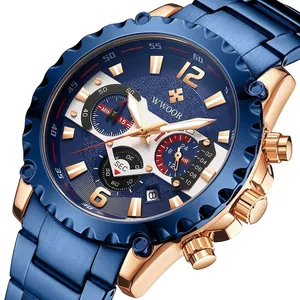 WWOOR Multifunctioneel Herenhorloge Chronograaf Quarts Horloge Roestvrijstalen Band Waterdicht Zakelijk Sportief Horloge