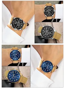 Elegante reloj de cuarzo WWOOR para hombre con cronógrafo y correa de cuero