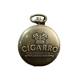 Retro bronzen legering balsemdoos in zakhorloge-stijl met Cigarro reliëflogo