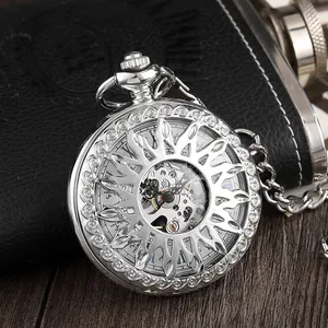 Classic Vintage Carved Hollow Automatic Mechanical Pocket Watch Flip Cover Roman Numerals Antique Alloy Gift Watch For Men Women