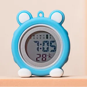 Close-up of a blue silicone cartoon nurse watch with large digital display and week indicator