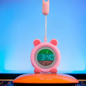 Detailed view of the pink luminous silicone nurse watch with a digital screen