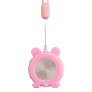 Cartoon pink silicone nurse watch with retractable cord and cute animal shape design