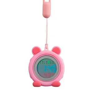 Cute pink silicone nurse watch with cartoon bear ears and digital electronic display