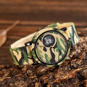 Stylish camouflage sports watch with dual-display dial and durable silicone strap